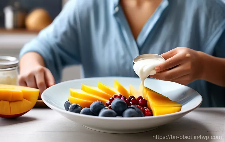 발효식품의 종류와 프로바이오틱스 함량 - **Homemade Morning Yogurt Bowl**
A bright, clean, and inviting scene of a person (gender-neutral...
